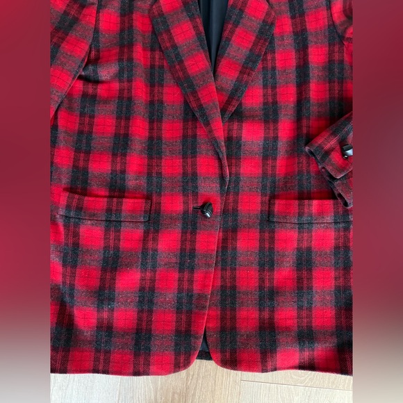 Vintage Red Plaid Holiday Wool Blazer - Picture 3 of 9